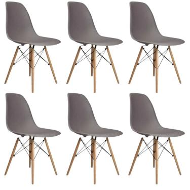 Imagem de Conjunto 6 Cadeiras para Sala de Jantar Eames Eiffel Dkr Cinza