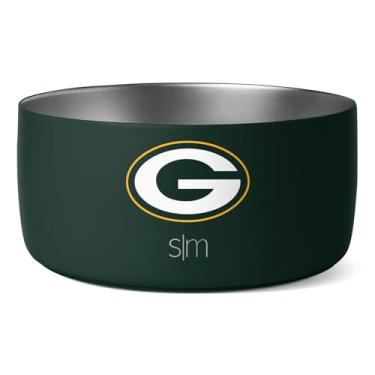 Imagem de Simple Modern Tigela de água para animais de estimação oficialmente licenciada pela NFL Green Bay Packers de aço inoxidável para cães e gatos | Tigelas de comida isoladas | Sem ponta sem deslizamento