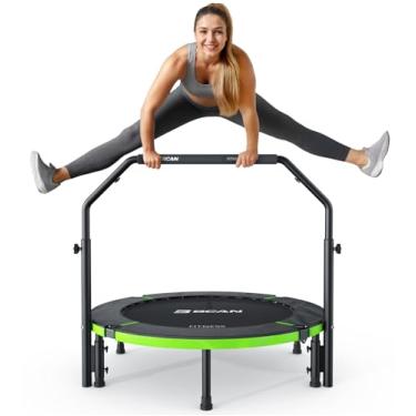 Imagem de BCAN Mini trampolim dobrável de 40 "/48", trampolim rebote para adultos, alça de espuma ajustável em forma de u/t, rebote de exercício para crianças, adultos, treino interno/jardim, carga má