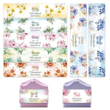 Imagem de PH PandaHall 90 peças de embalagens de sabão de flores de banheira para sabonete caseiro, 9 estilos de etiquetas de sabão floral aquarela papel de embalagem de sabão vegetal para barras de loção de
