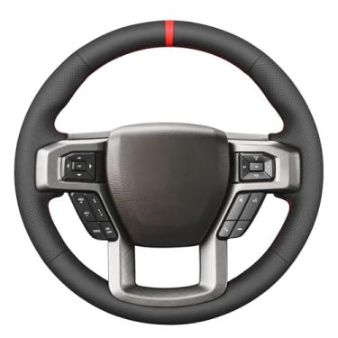 Imagem de MEWANT Capa de volante costurada à mão para Ford F-150 2015-2020 / F-250 2017-2021 / F-350 2017-2021 / F-450 2017-2021 / F-550 2017-2021 / F-6000 / F-65 0 / Acessórios para volante de carro F-750