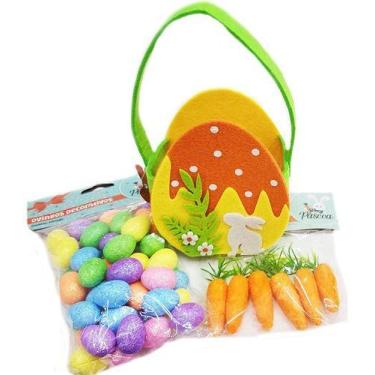 Imagem de Cesto Ovo De Páscoa Kit Caça Aos Ovos Com 57 Peças - Wincy, Un