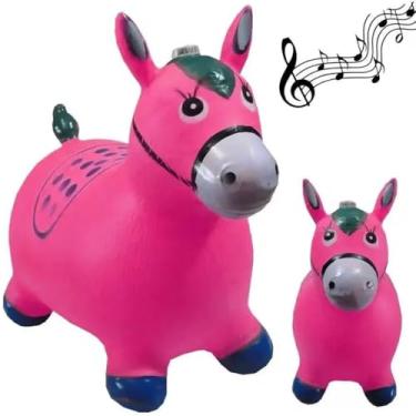 Imagem de Cavalinho Pula Pula Infantil Grande com Som e Luzes, Inflável, Borracha Resistente- QH Shopp (Rosa, 0)