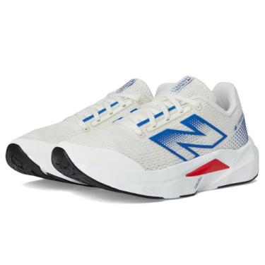 Imagem de New Balance Tênis de corrida infantil unissex FuelCell Propel V5 com cadarço, Sea Salt/Team Royal/True Red, 18