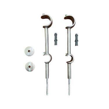 Imagem de Kit 2 Suportes Alongado Duplo Para Varão Alumínio 28/19mm - ART DECORA