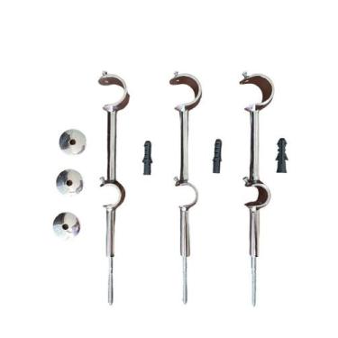 Imagem de Kit 3 Suportes Alongado Duplo Para Varão Alumínio 28/19mm - ART DECORA