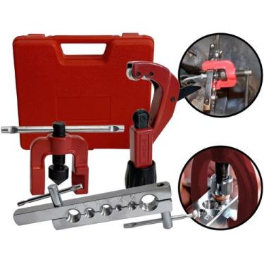 Imagem de Jogo Flangeador Alargador 3/16" + Cortador Tubos De Cobre Canos Pvc 1/