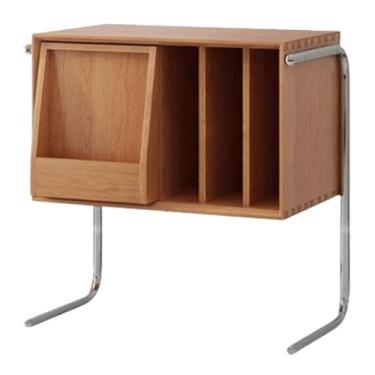 Imagem de YPDJVLTI criado-mudo mesa de cabeceira de madeira com perna em C, prateleira de madeira aberta, mesa lateral, armário de cabeceira com economia de espaço, mesa de cabeceira minimalista