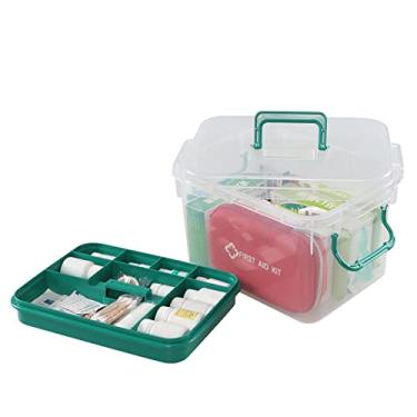 Imagem de Vcansay Caixa de plástico para primeiros socorros para a família, recipiente transparente para primeiros socorros, caixa de medicamentos de emergência, 1 pacote