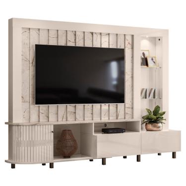 Imagem de Estante Home Theater Le Mans para TV até 70 - Madetec Calacata/Off White