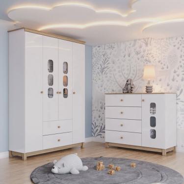 Imagem de Conjunto Quarto de Bebê Guarda-roupa e Cômoda Sophia Espresso Móveis