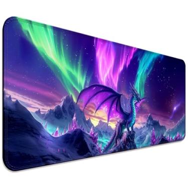 Imagem de Tapete de mesa para jogos Fantasy Aurora Scenery e Dragon, teclado de computador, mouse pad grande estendido para escritório e casa, GG (W06)