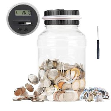 Imagem de Totola Cofrinhos de contagem digital para adultos, cofrinho de capacidade de 1,8 L com visor LCD, pote transparente para economizar dinheiro, comporta todas as moedas dos EUA, presente ideal para