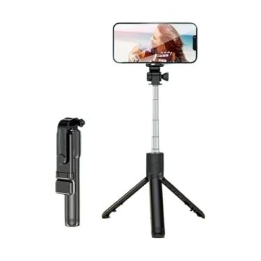 Imagem de Bastão Pau de selfie Tripé Retrátil Com Luz LED Controle Bluetooth Celular(preto)