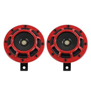 Imagem de CARMOCAR Kit de buzina de carro Eletric 12 V 135 db super alto tom e tom baixo metal kit de buzina dupla com suporte para carros, caminhões, SUVs, Vans, motocicletas, barcos off-road (vermelho)