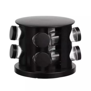 Imagem de Porta Temperos e Condimentos de Vidro com Suporte Giratório Redondo - Kit com 6 Potes