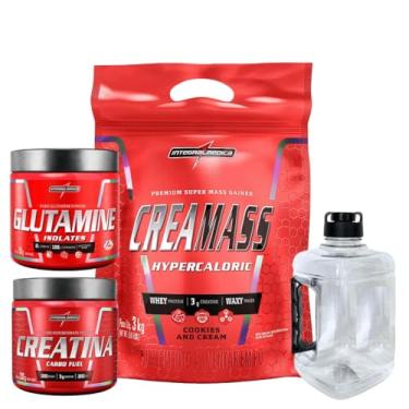 Imagem de Creatina Carbo Fuel 300g - Laranja Integralmédica + Hipercalórico CREAMASS Cookies Pouch 3KG - Integralmedica + + Glutamine Isolates 300g + Galão 1,5 Litros