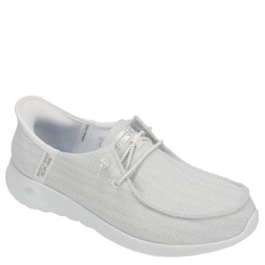 Imagem de Skechers Tênis feminino sem cadarço Go Walk Joy Moc Toe casual, Branco/Prata, 38
