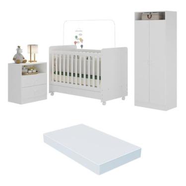 Imagem de Quarto Infantil Completo Com Colchão Incluso Ariel Multimóveis Branco