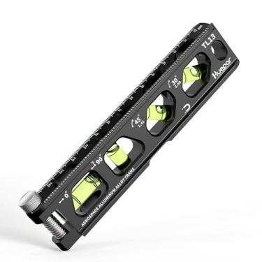 Imagem de Huepar Nível de torpedo, nível de conduíte magnético com 4 frascos, nível de construção de liga de alumínio de 15,7 cm com sulco em V e faixa magnética, nível de bolha de alta precisão, escala dupla, parafuso de polegar -TL13