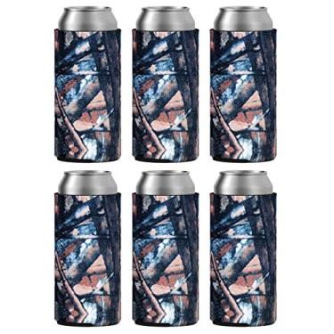 Imagem de TahoeBay 6 Slim Can Sleeves - Coolers de cerveja de neoprene em branco - Compatível com RedBull de 340 ml, Michelob Ultra, Seltzer de garra branca, Camo, 12oz, 6