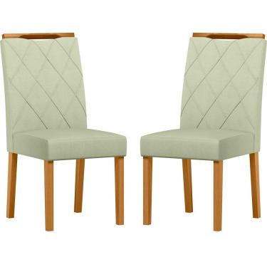 Imagem de Conjunto Com 2 Cadeiras De Jantar Estofada Sarah Ypê Linho Palha Ln04