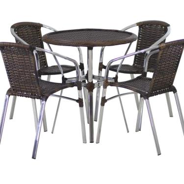 Imagem de 4 Cadeiras E Mesa Com Tampo Varanda Piscina Jardim Argila