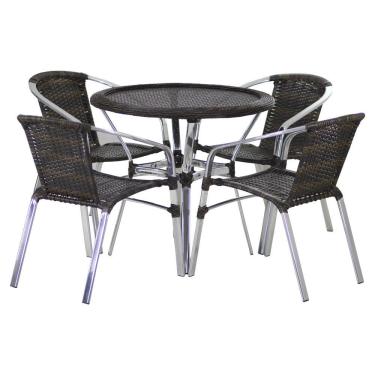 Imagem de 4 Cadeiras E Mesa Com Tampo Varanda Piscina Jardim Pedra Ferro