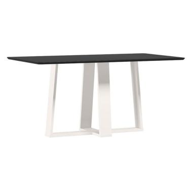 Imagem de Mesa De Jantar Rubi 160x90 Cm Com Vidro Off White Preto - New Ceval