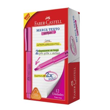 Imagem de Caixa Marca Texto Grifpen Faber Castell - Rosa C- 12 Unidades