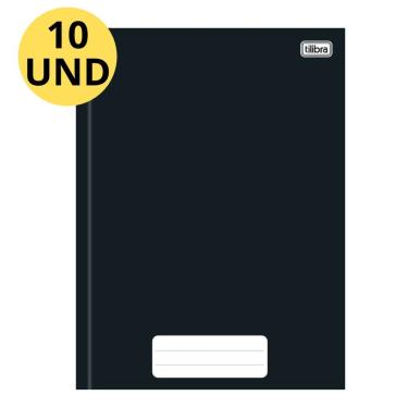 Imagem de Kit C- 10 Caderno Universitário Pepper Preto Tilibra Capa Dura Brochura - 80fls