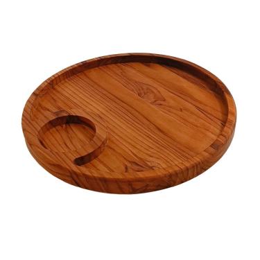 Imagem de Tábua Para Frios / Petisqueira Redonda Madeira Teca Com Espaço Para Ramekin