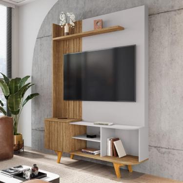 Imagem de Home Estante Rack Corumbau Para Tv Até 55 Polegadas Cinamomo/Off White