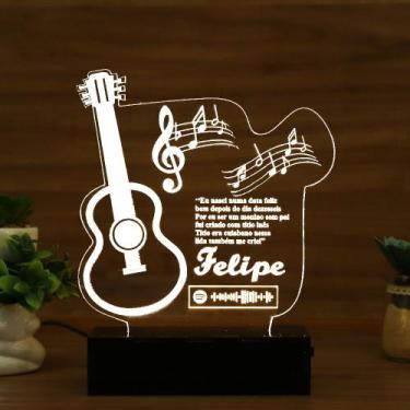 Imagem de Luminária Abajur Violão Spotify Música LED Branco - Bold
