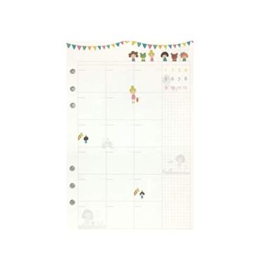 Imagem de Refil de papel para pasta de arquivo A5/A6 com 6 furos para fichário de anel redondo (plano de mês feminino, A5)