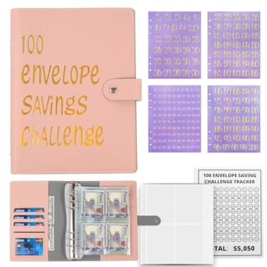 Imagem de Fichário de 100 envelopes, fichário de orçamento A5 para economizar dinheiro com envelopes de dinheiro - Livro de desafios de economia de dinheiro para economizar $ 5.050 planejador de orçamento para