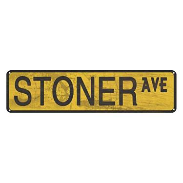 Imagem de Jacevoo Placa de rua Stoner Ave decoração vintage, cafeteria, quarto, caverna de casa, decoração de parede Stoner Ave 10 x 40 cm