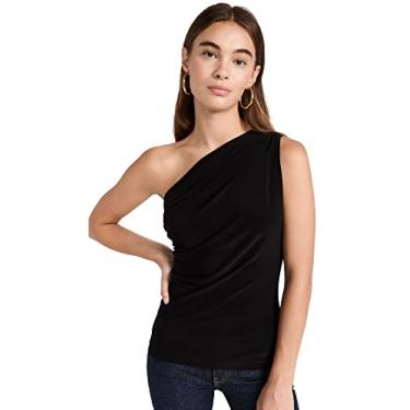 Imagem de Norma Kamali Blusa feminina camponesa de um ombro só, Preto, M