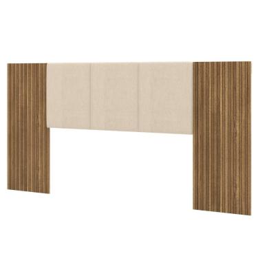 Imagem de Cabeceira Casal Queen 268cm Com Led Dubai Zen Linho Bege - Vila Rica