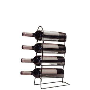 Imagem de Adega de Mesa Porta para 4 Garrafas de Vinho Suporte Bancada Cozinha Aço Preta Pliar