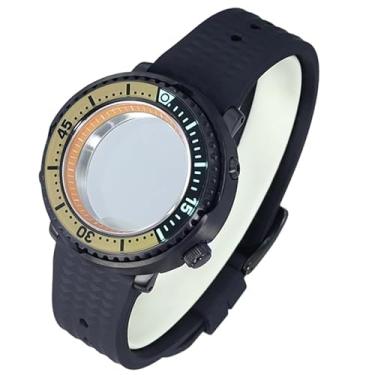 Imagem de FEIYASHI Caixa de relógio de vidro de cristal de safira preta, 100 m, à prova d'água, aço inoxidável para NH34 NH35, movimento atum, tartaruga, relógio enlatado, 10 NH35 movimento + anel capítulo