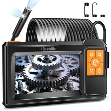 Imagem de Câmera endoscópica com luz, inspeção de serpente de boroscópio HD 1920p, câmera de cobra semirrígida de 5 metros com luz, dispositivos de mira de furo para homens (lente dupla - 10 m)