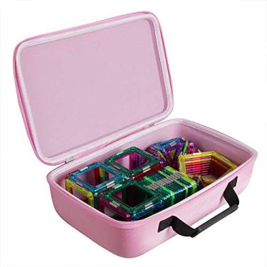 Imagem de Hermitshell Capa de viagem para Magformers Conjunto básico magnético blocos de construção 30 peças/62 peças. Serve para até 100 peças (rosa)