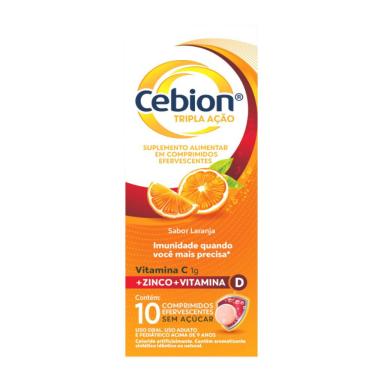 Imagem de Cebion Tripla Ação Vitamina C + Zinco + D 10 Comprimidos Efervescentes