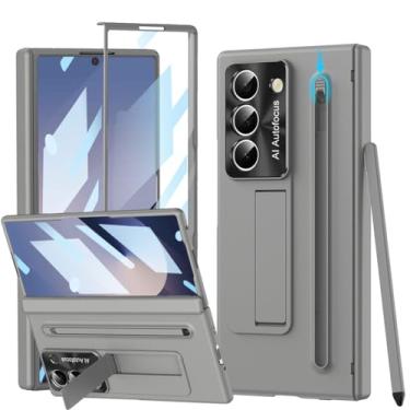 Imagem de YQODSZ Capa para Samsung Galaxy Z Fold 6 com suporte para caneta S e caneta Stylus, Z Fold6 capa de celular de corpo inteiro com protetor de tela de suporte, protetor de câmera antiarranhões para Z