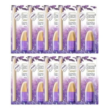 Imagem de Kit 12 Aromatizador Ambiente Lavanda 100ml Secar Harmonia Sensações Difusor Com Varetas Uso Diário Prático Banheiro Quarto Sala Escritório Clínica