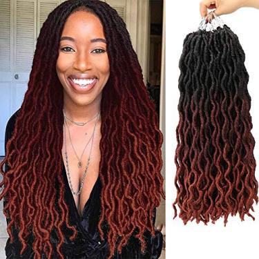 Imagem de Eliza Ondulado cigano cabelo de crochê ombré 45,72 cm 8 pacotes/lote deusa Locs 100% fibra Kanekalon, raízes africanas Dreadlocs extensões de cabelo sintéticas trançadas para mulheres negras (45,72 cm, OM3T530350)