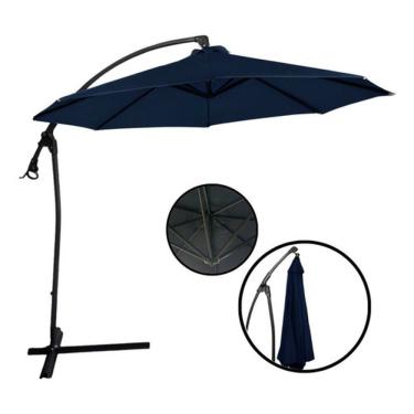 Imagem de Ombrelone Luxo Guarda Sol Suspenso P/ Varanda & Piscina 3 Metros Branco + Base em Cruz de Apoio de Contrapeso