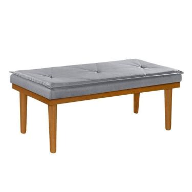 Imagem de Banco Recamier Madri Pilow Linho Preto 1,00mts Lar & Estilo Cinza