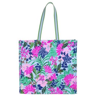 Imagem de Lilly Pulitzer Bolsa ecológica de 45,7 cm x 43,2 cm, bolsa de compras de mercado, sacola de supermercado reutilizável com alça de ombro confortável, Verão sem fim